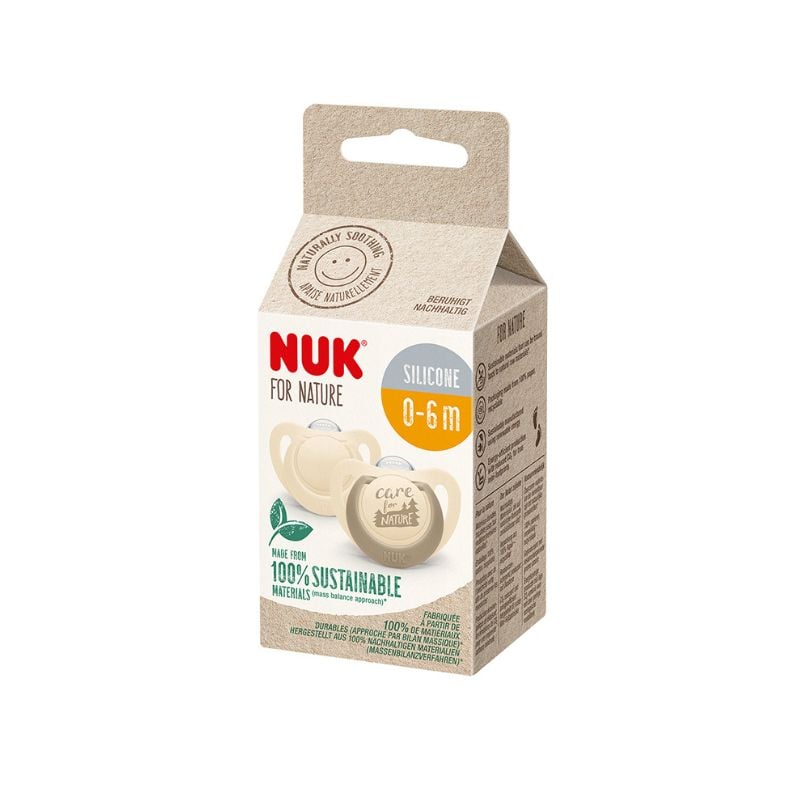 Suzeta din silicon Nature, crem, M1, 0-6 luni, 2 bucati, Nuk 0-6 imagine noua