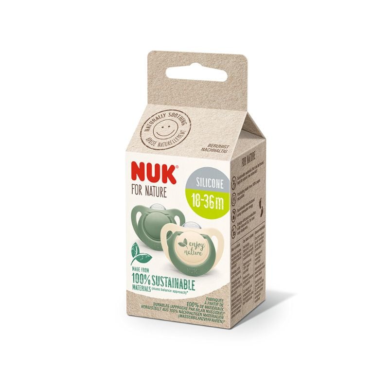 Suzeta din silicon Nature, verde, M3, 18-36 luni, 2 bucati, Nuk 18-36 imagine noua