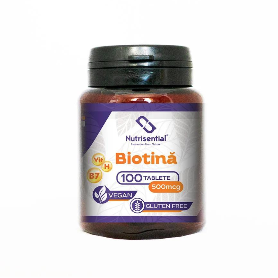 Biotina 500mcg, 100 tablete, Nutrisential 100 imagine noua