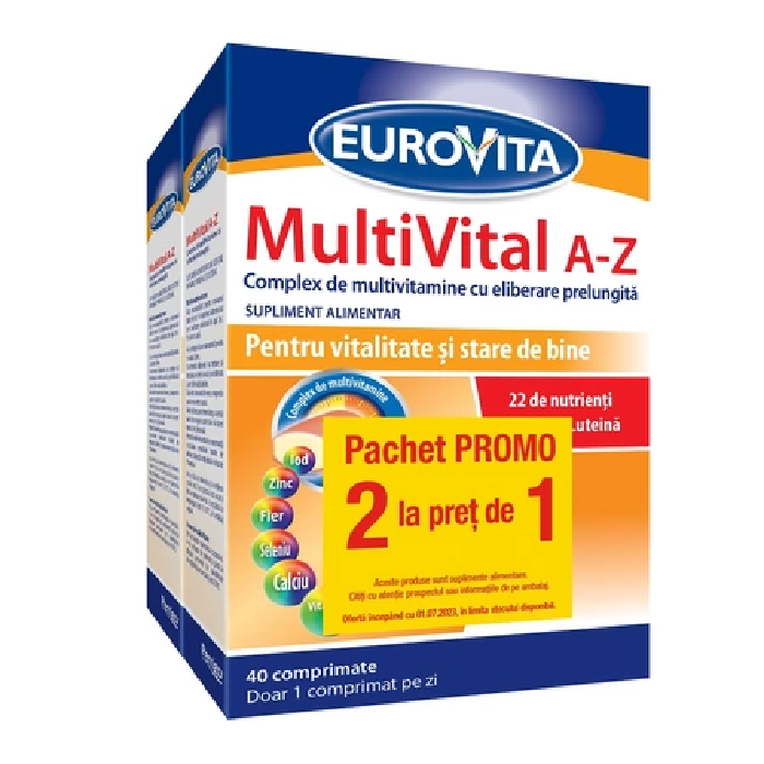 Pachet MultiVital A-Z Eurovita, 40 + 40 comprimate, Perrigo