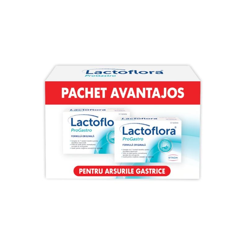 Pachet Lactoflora ProGastro, 10 + 10 tablete, Stada Antiacide 2023-09-22