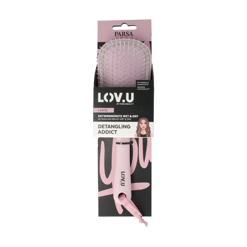 Perie de descurcat LOV.U, Wet&Dry, roz, 1 bucata, Parsa