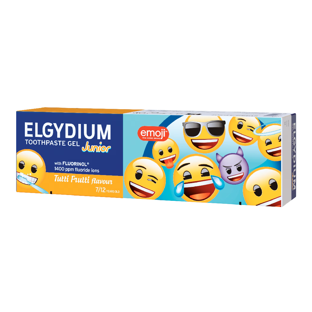 Pasta de dinti cu aroma tutti frutti Emoji, 7-12 ani, 50 ml, Elgydium