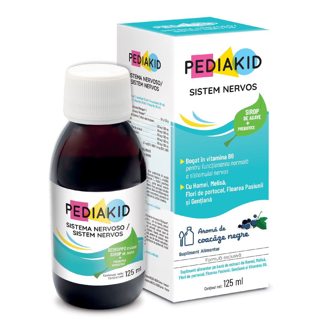 Sirop cu gust de coacaze negre pentru Sistem Nervos, 125 ml, Pediakid