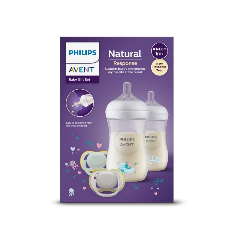 Set nou-nascut biberoane si suzete Natural Response, 1 set, Philips Avent