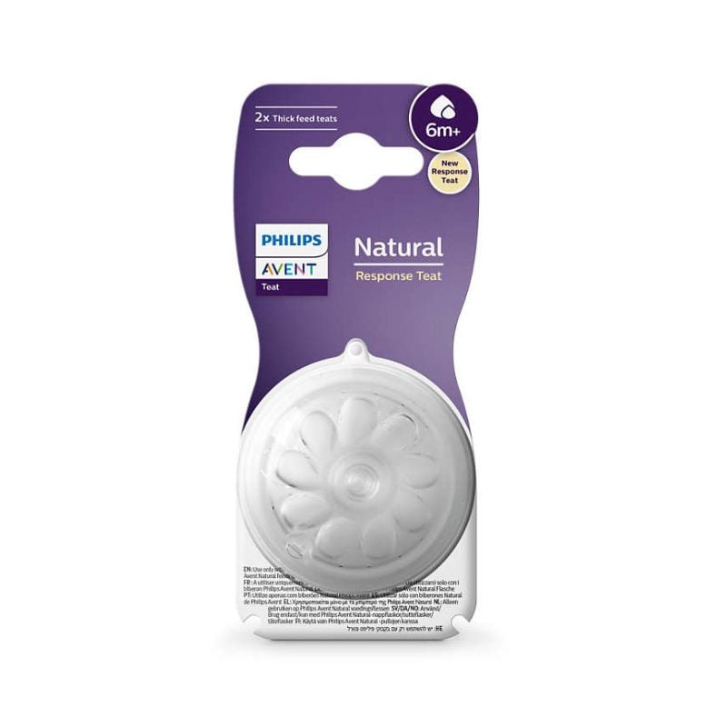 Tetina Cu Debit Pentru Hrana Consistenta Natural Response, 6 Luni+, 2 Bucati, Philips Avent