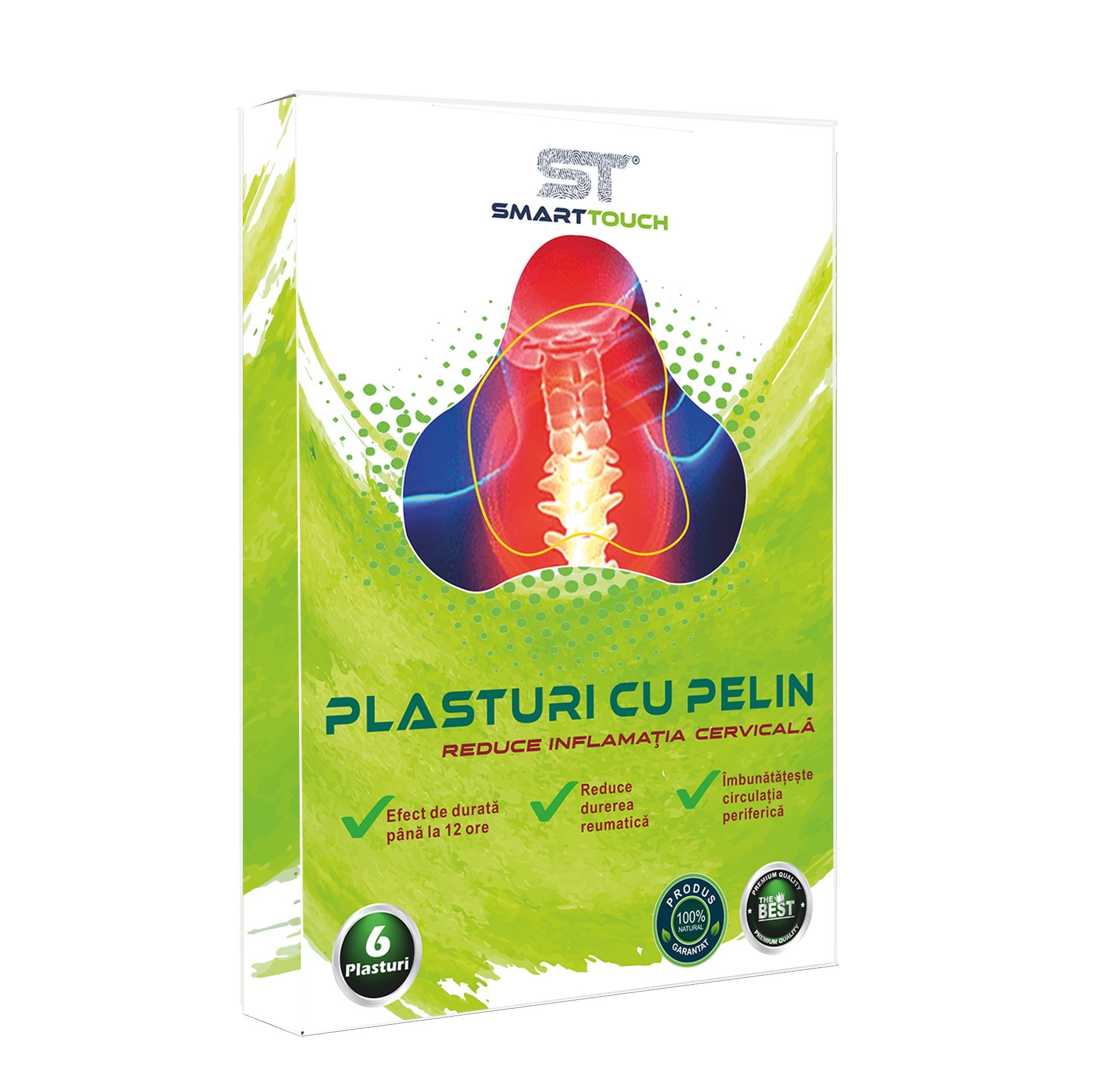 Plasturi cu Pelin Smart Touch, Reduce Inflamatia Zonei Cervicale, 6 plasturi