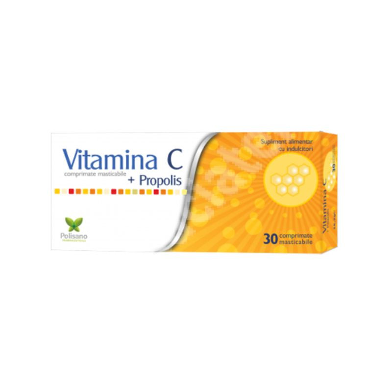 Vitamina C + Propolis, 30 comprimate, Polisano