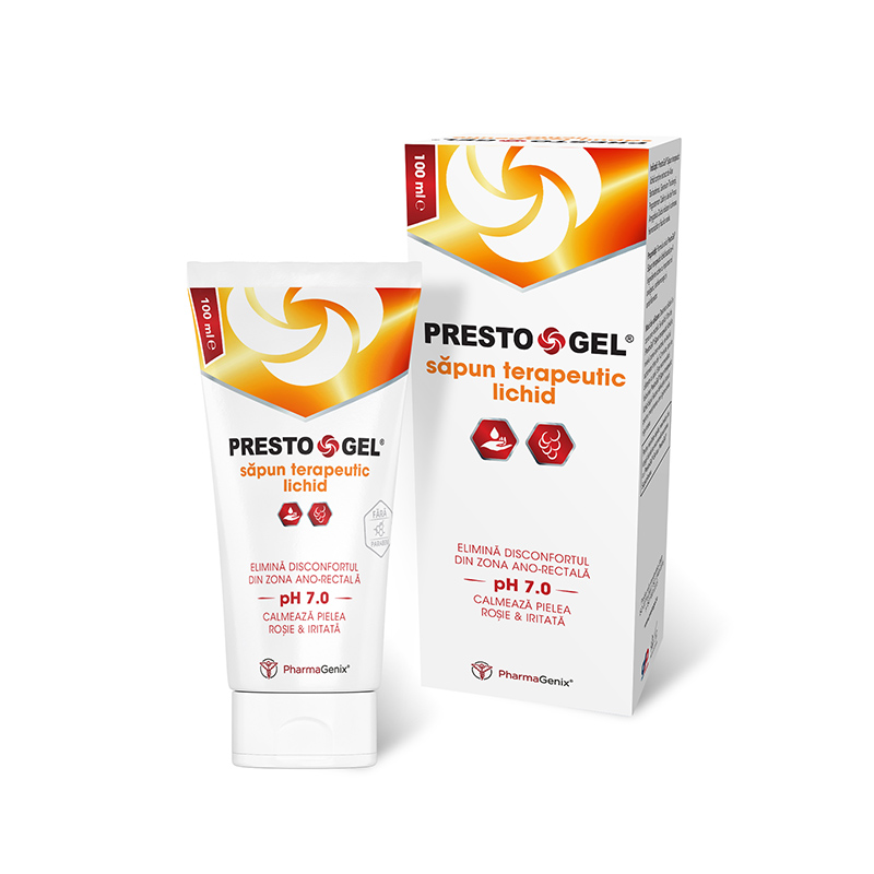 Sapun terapeutic lichid PrestoGel, 100 ml, PharmaGenix Hemoroizi