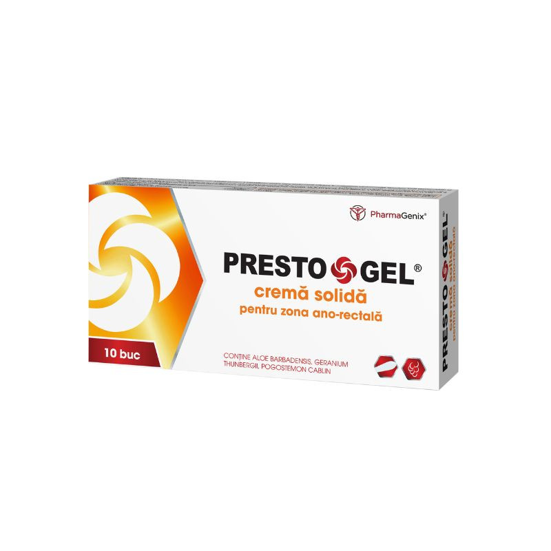 Supozitoare PrestoGel®, 10 bucati, PharmaGenix®