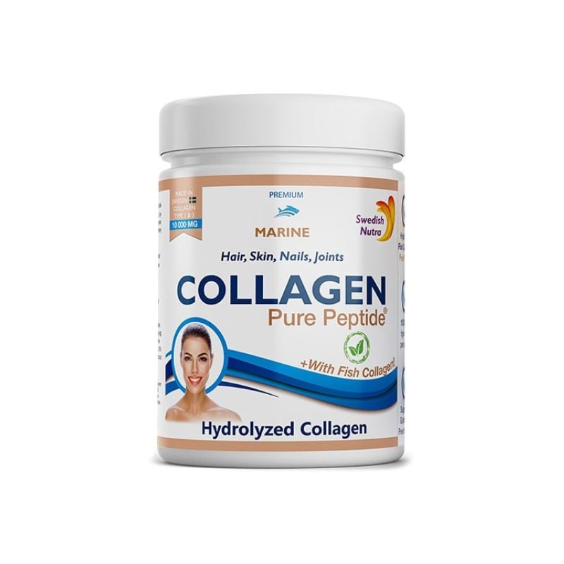 Colagen hidrolizat pulbere Fish 10000mg, Tip 1 si 3, 300g, Swedish Nutra