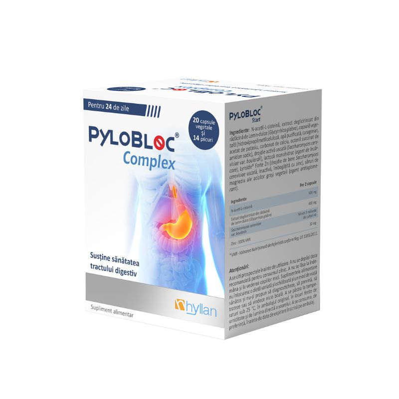 Pylobloc Complex, 20 Capsule + 14 Plicuri, Hyllan