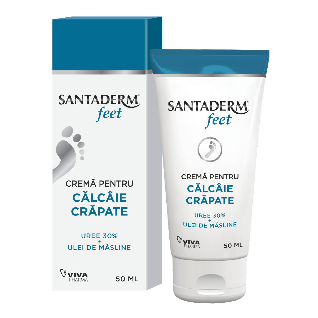 Crema pentru calcaie crapate Santaderm 4Feet, 50 ml, Viva Pharma