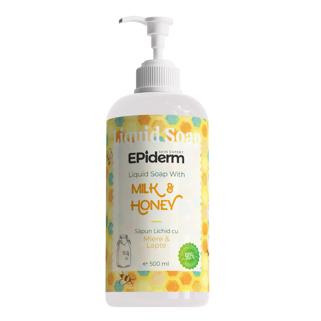 Sapun lichid cu extract de lapte si miere, 500 ml, Epiderm