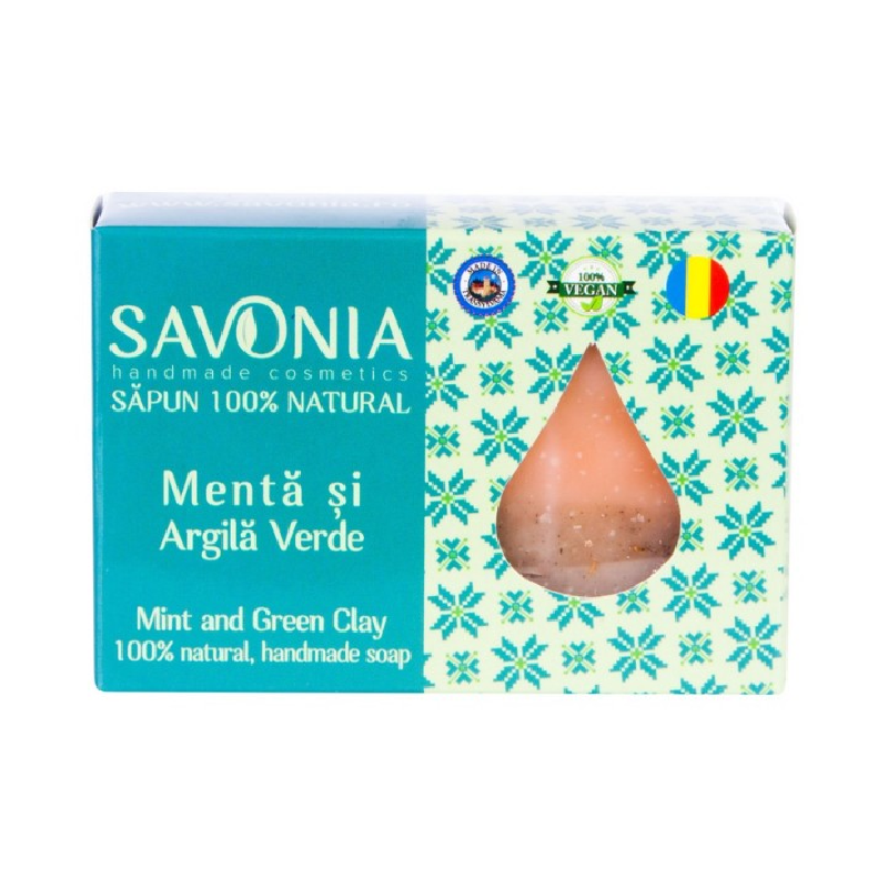 Sapun Natural Menta si Argila Verde, 90g, Savonia