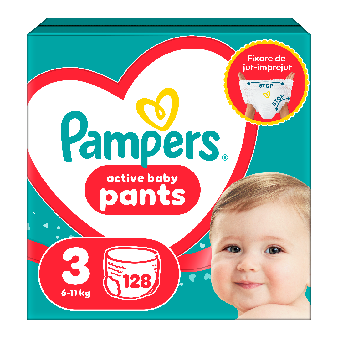 Scutece chilotel Active Baby Pants, marimea 3, 6-11 kg, 128 bucati, Pampers