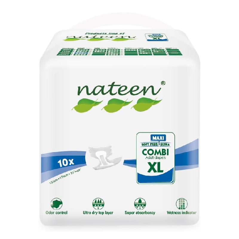 Scutece pentru adulti Combi Plus Line, marimea XL, 10 bucati, Nateen