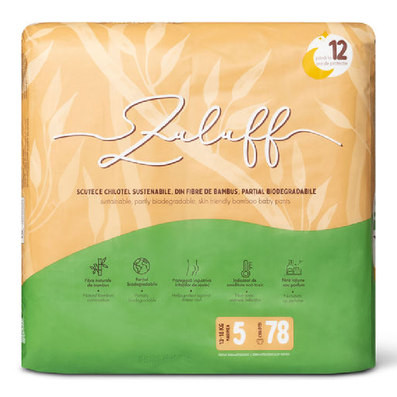 Scutece chilotei din bambus, marimea 5, 13-18 kg, 78 bucati, Zuluff