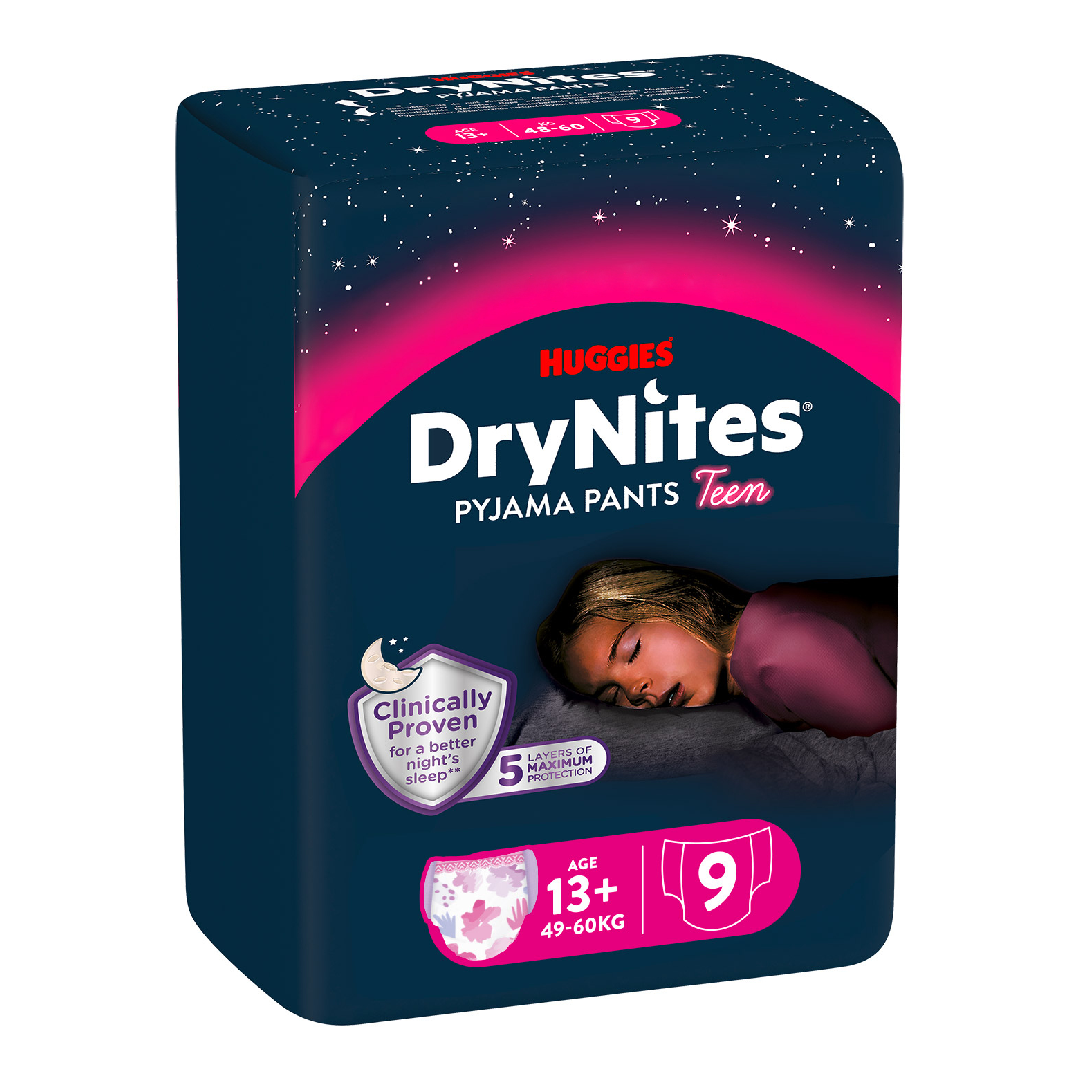 Scutece incontinență DryNites 49-60kg, fete, 9bucati, Huggies