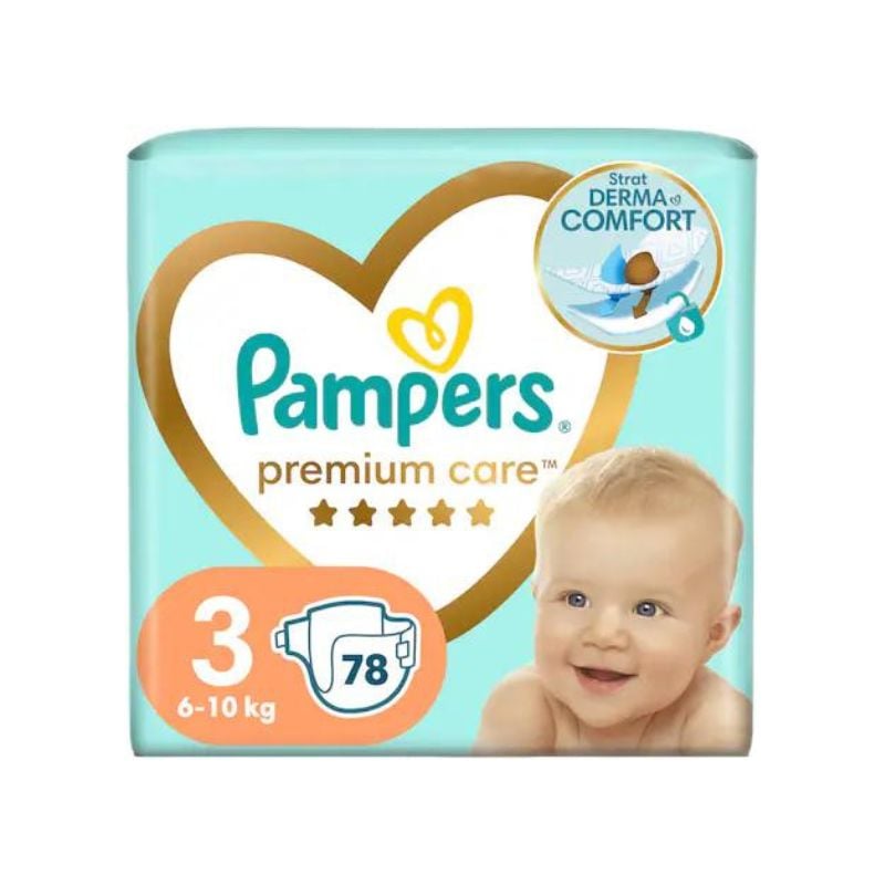 Scutece Premium Care, Marimea 3, 6-10 Kg, 78 Bucati, Pampers