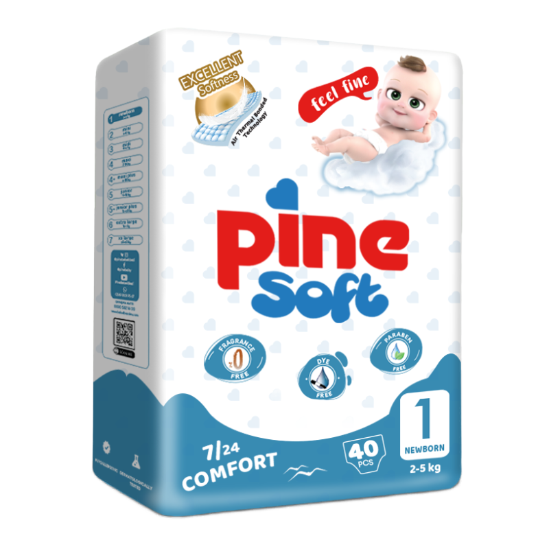 Scutece Pentru Nou Nascut Soft, 2-5 Kg, 40 Bucati, Pine