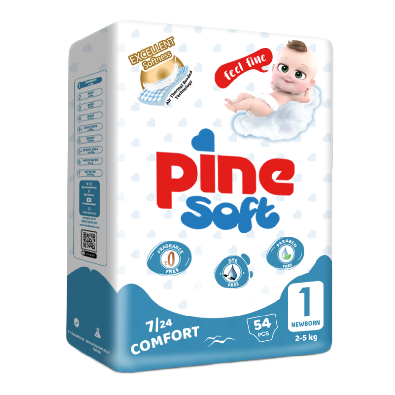 Scutece Pentru Nou Nascut Soft, 2-5 Kg, 54 Bucati, Pine