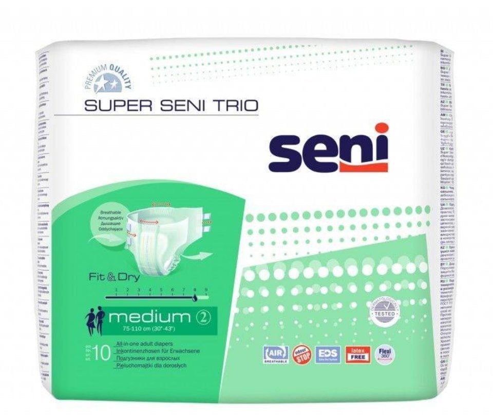 Scutece Seni Super Trio, M, 10 buc