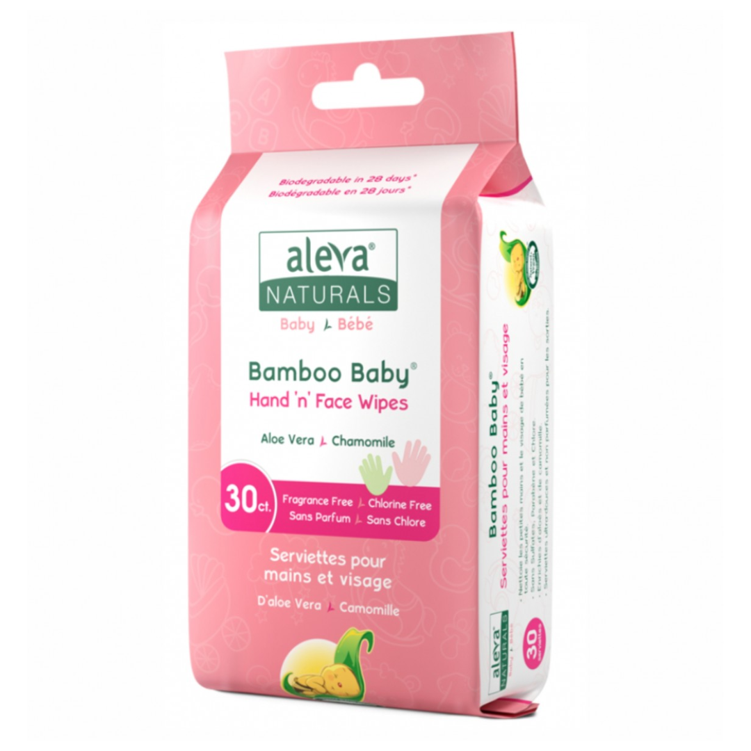 Servetele umede din fibre de bambus pentru maini si fata, 30 bucati, Aleva Naturals