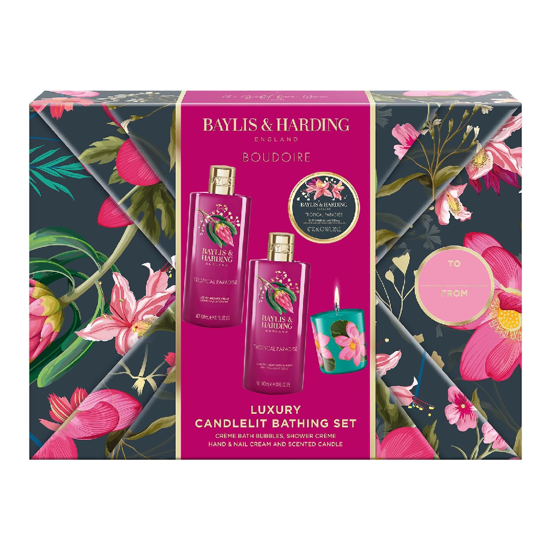 Set de ingrijire Boudoir Tropical Paradise Candlelit Gift, 4 piese, Baylis & Harding