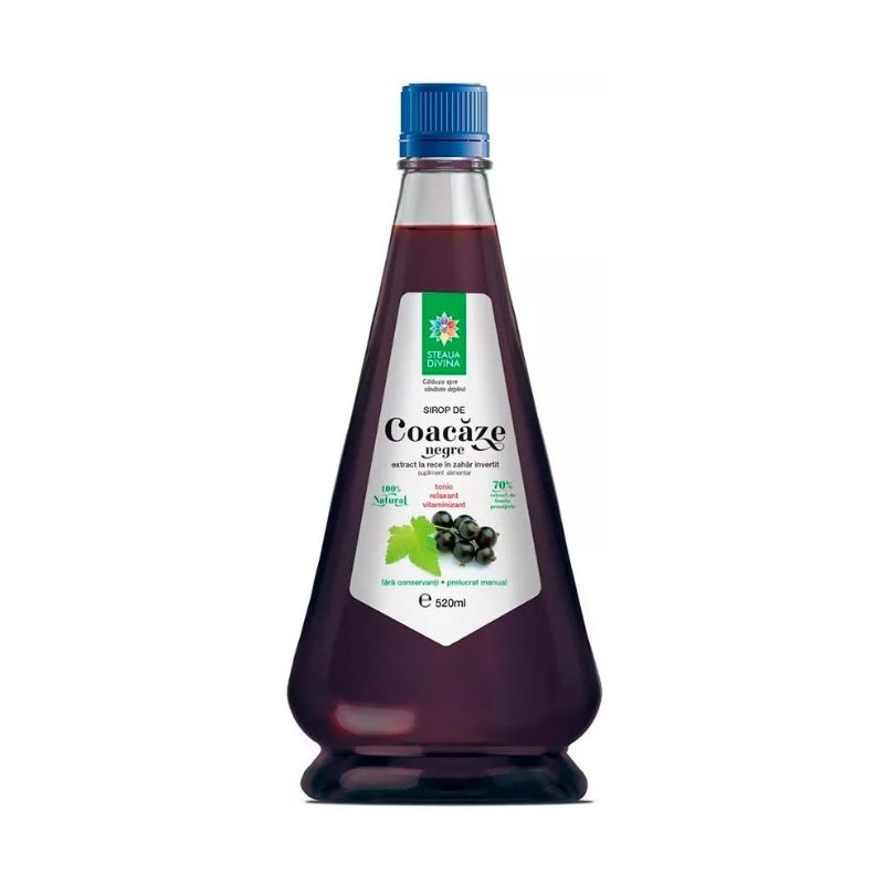 Sirop natural de Coacaz Negru presat la rece, 520 ml, Steaua Divina