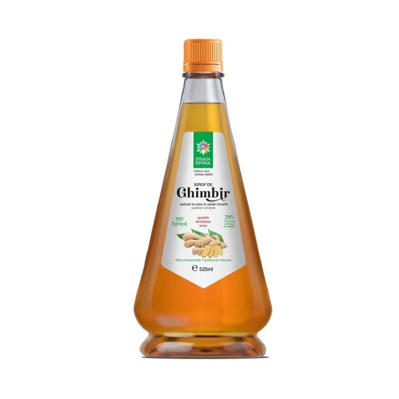Sirop natural de Ghimbir presat la rece, 520ml, Steaua Divina