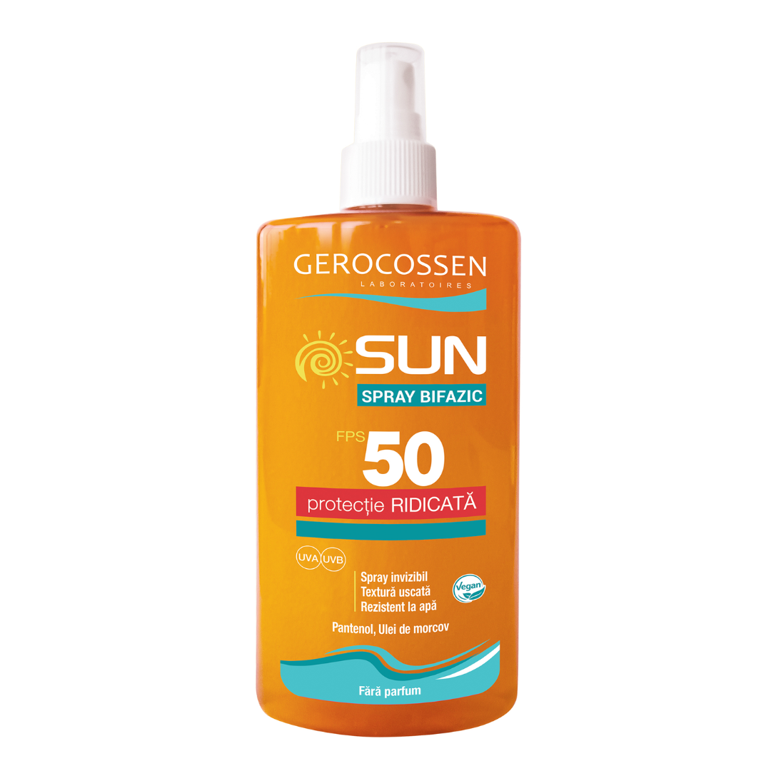 Spray invizibil bifazic cu protectie solara FPS50+ Sun, 300 ml, Gerocossen