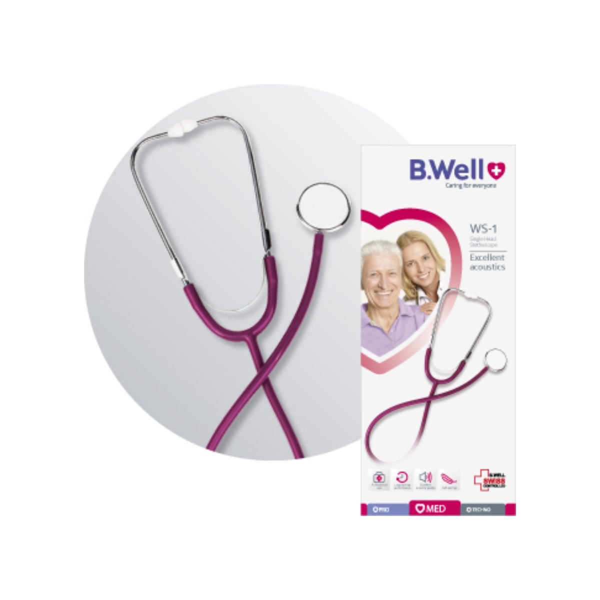 Stetoscop simplu in forma de Y, WS-1, B.Well Swiss - Bordeaux