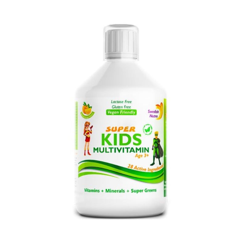 Multivitamine Lichide Pentru Copii Super Kids Cu 28 Ingrediente, 500ml, Swedish Nutra