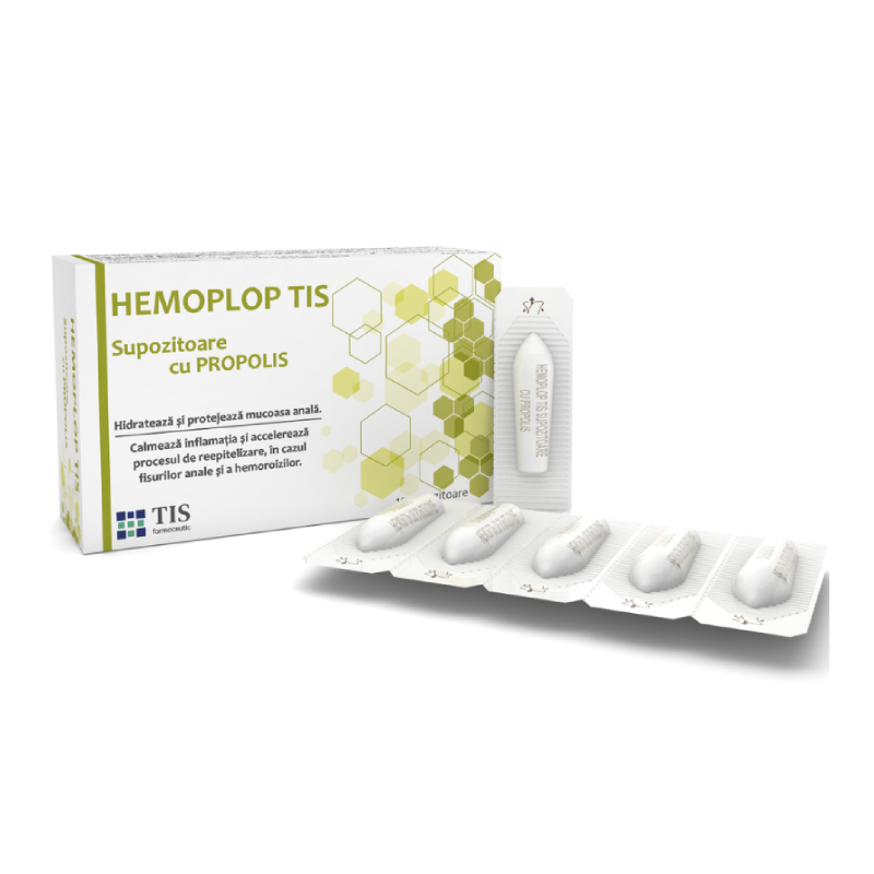 Supozitoare cu propolis Hemoplop Tis, 10 bucati, Tis Farmaceutic Supozitoare cu propolis Hemoplop Tis, 10 bucati, Tis Farmaceutic