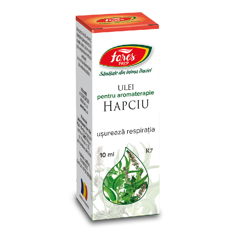 Ulei pentru aromoterapie Hapciu Usureaza Respiratia, R7, 10 ml, Fares
