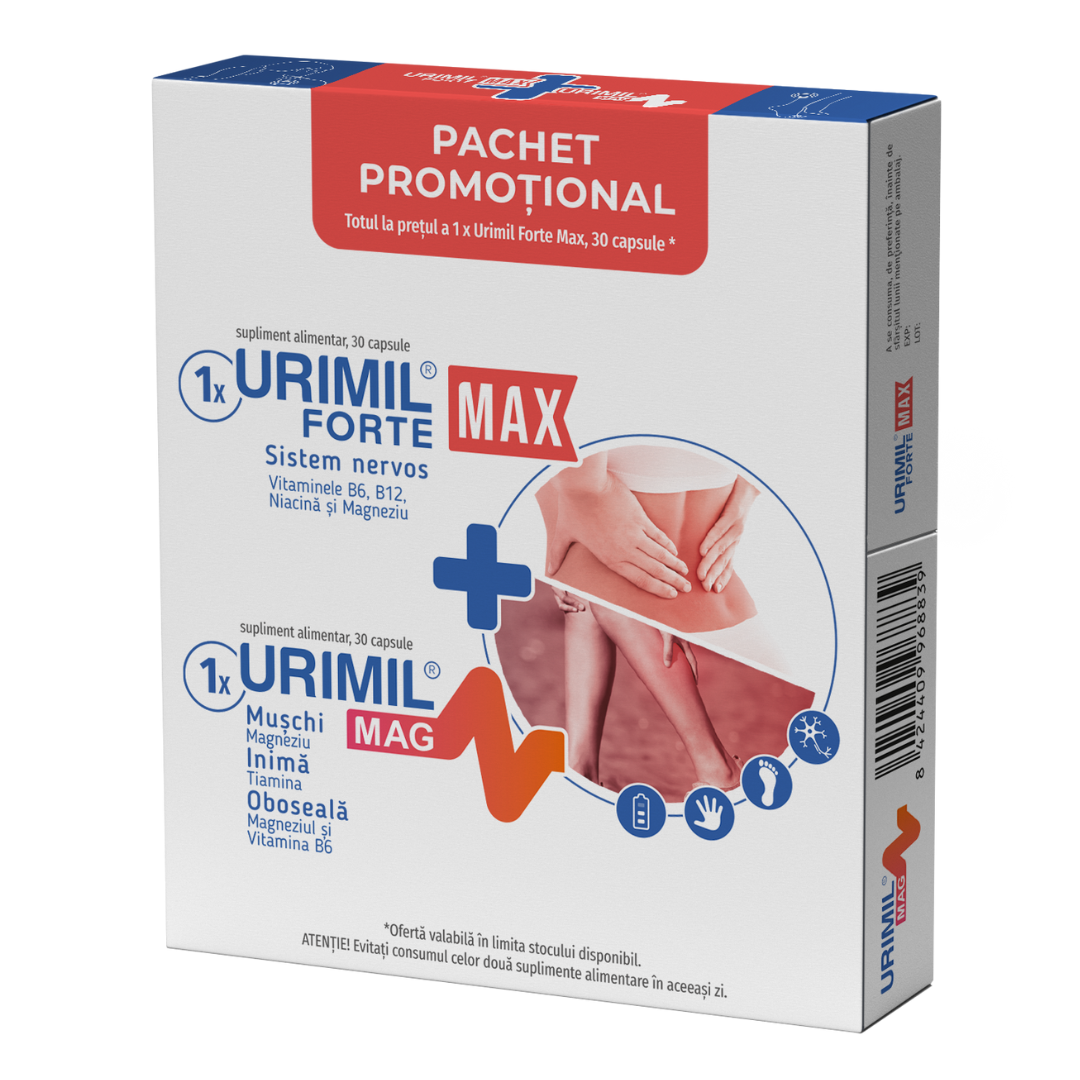 Urimil Forte Max, 30capsule + Urimil Mag, 30 capsule, Naturpharma