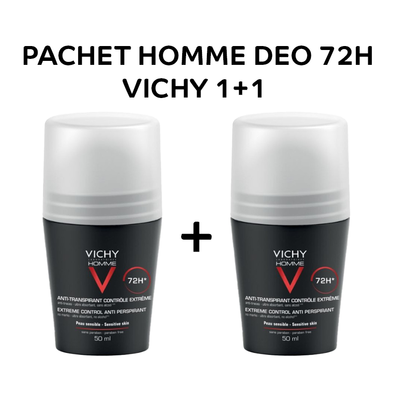 VICHY HOMME DEO Roll on 72H 50ml 1+ 1 CADOU