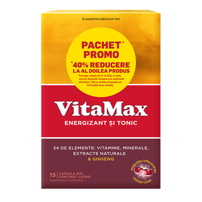 Vitamax, 15 capsule moi 1+1 cu 40% reducere 1+1 imagine 2021