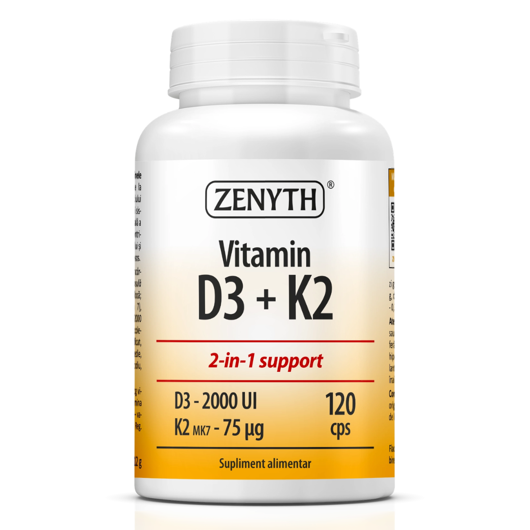 Vitamin D3 + K2, 120 capsule, Zenyth