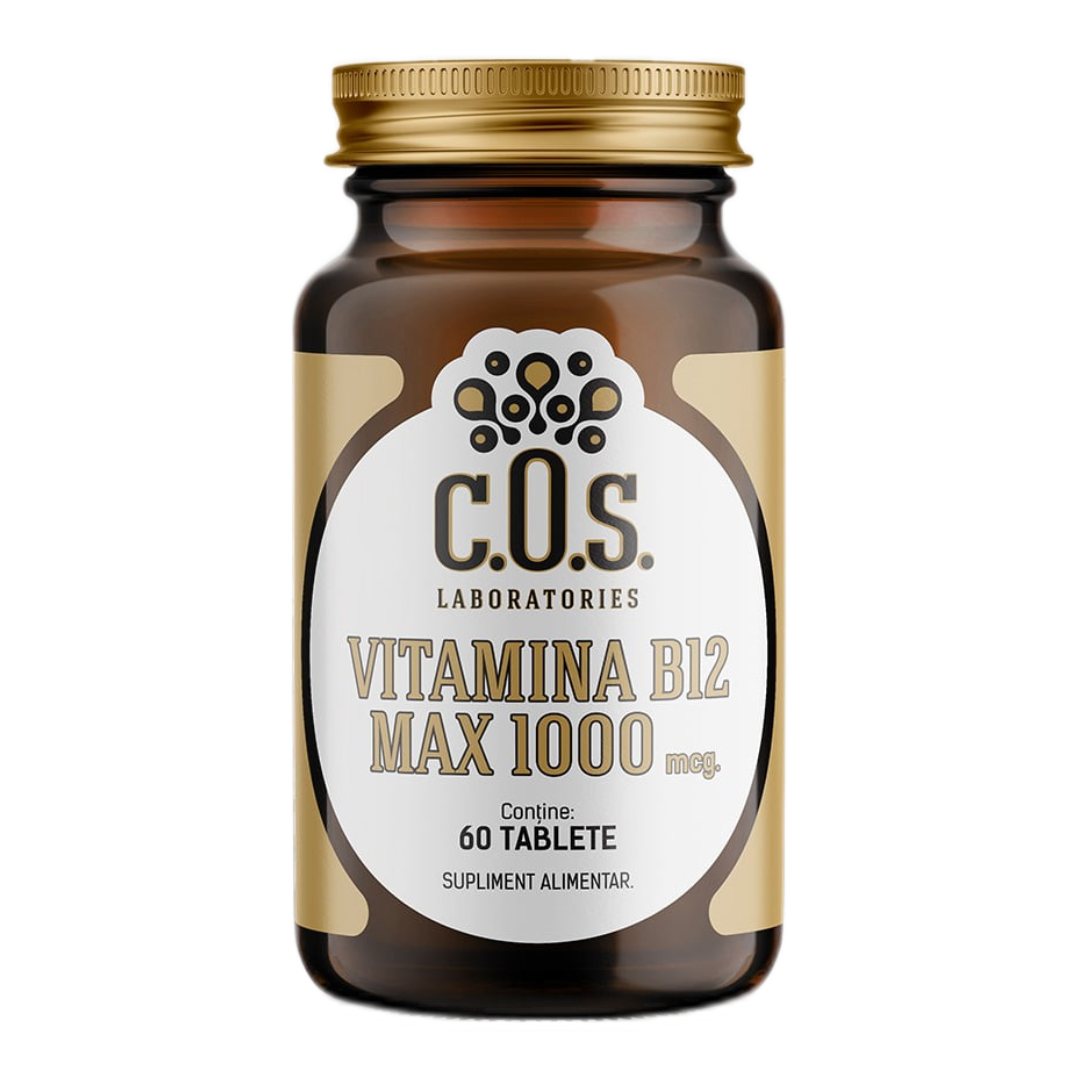 Vitamina B12 MAX 1000mcg, 60 tablete, COS Laboratories 1000mcg imagine noua