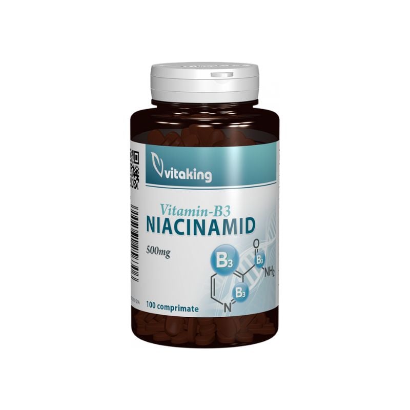 vitamina b3 niacinamida 500mg 100 comprimate vitaking