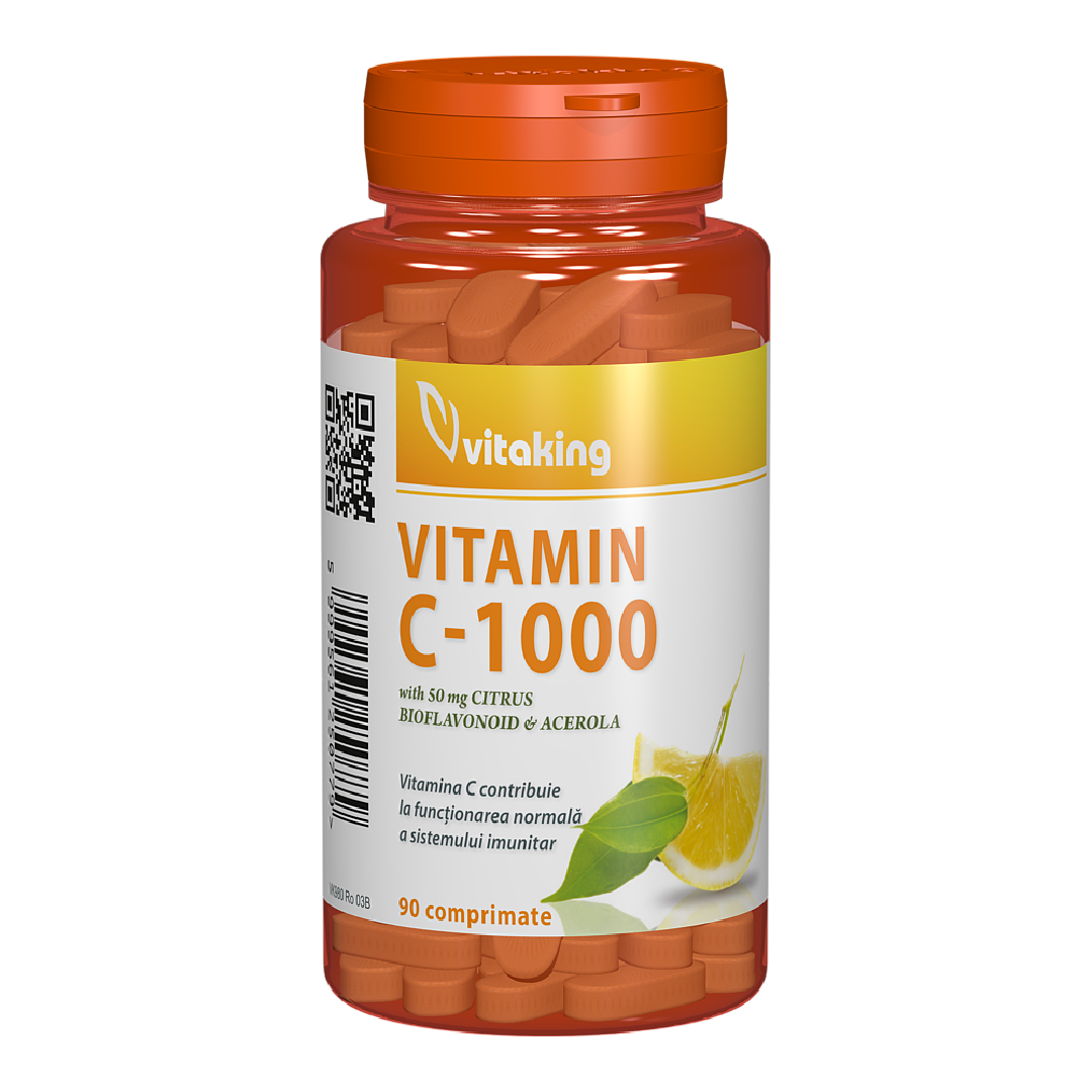 Vitamina C cu Bioflavonoide 1000mg, 90 tablete, VitaKing 1000mg imagine noua