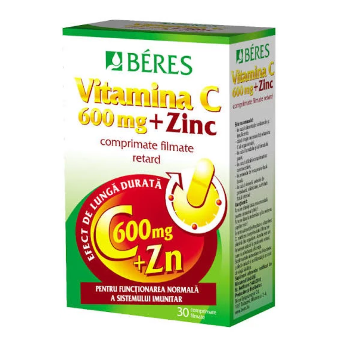 Vitamina C 600mg + Zn, 30 tablete, Beres