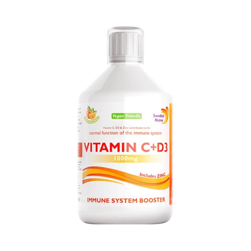 Vitamina C Lichida 1000 Mg + Vitamina D3 + Zinc, 500ml, Swedish Nutra 1000 imagine noua