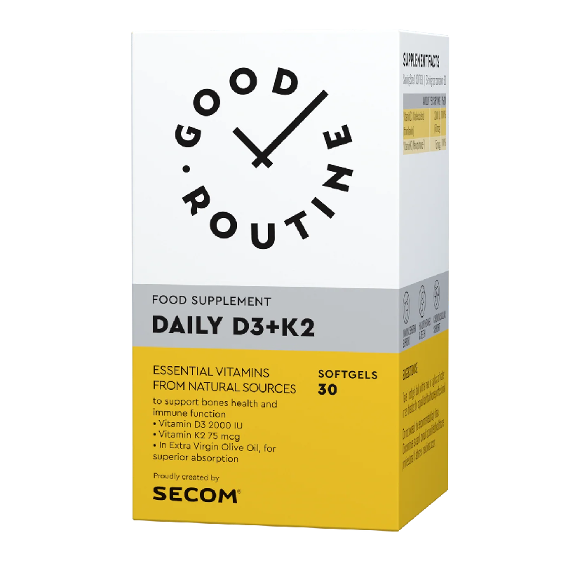 Daily D3+K2 Good Routine, 30 capsule moi, Secom