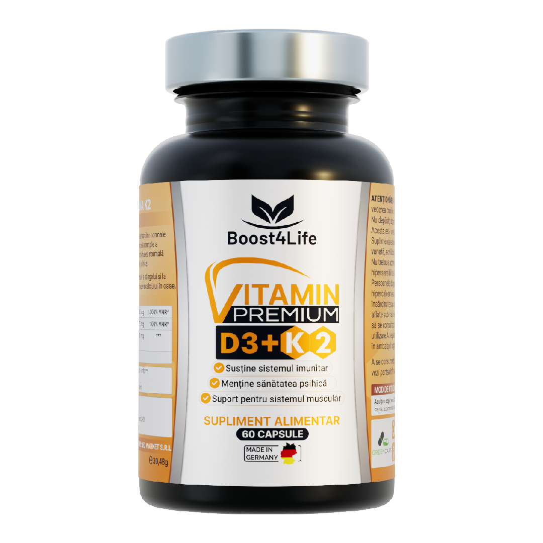 Vitamina D3 + K2 Premium GreenCaps, 60 capsule, Boost4Life