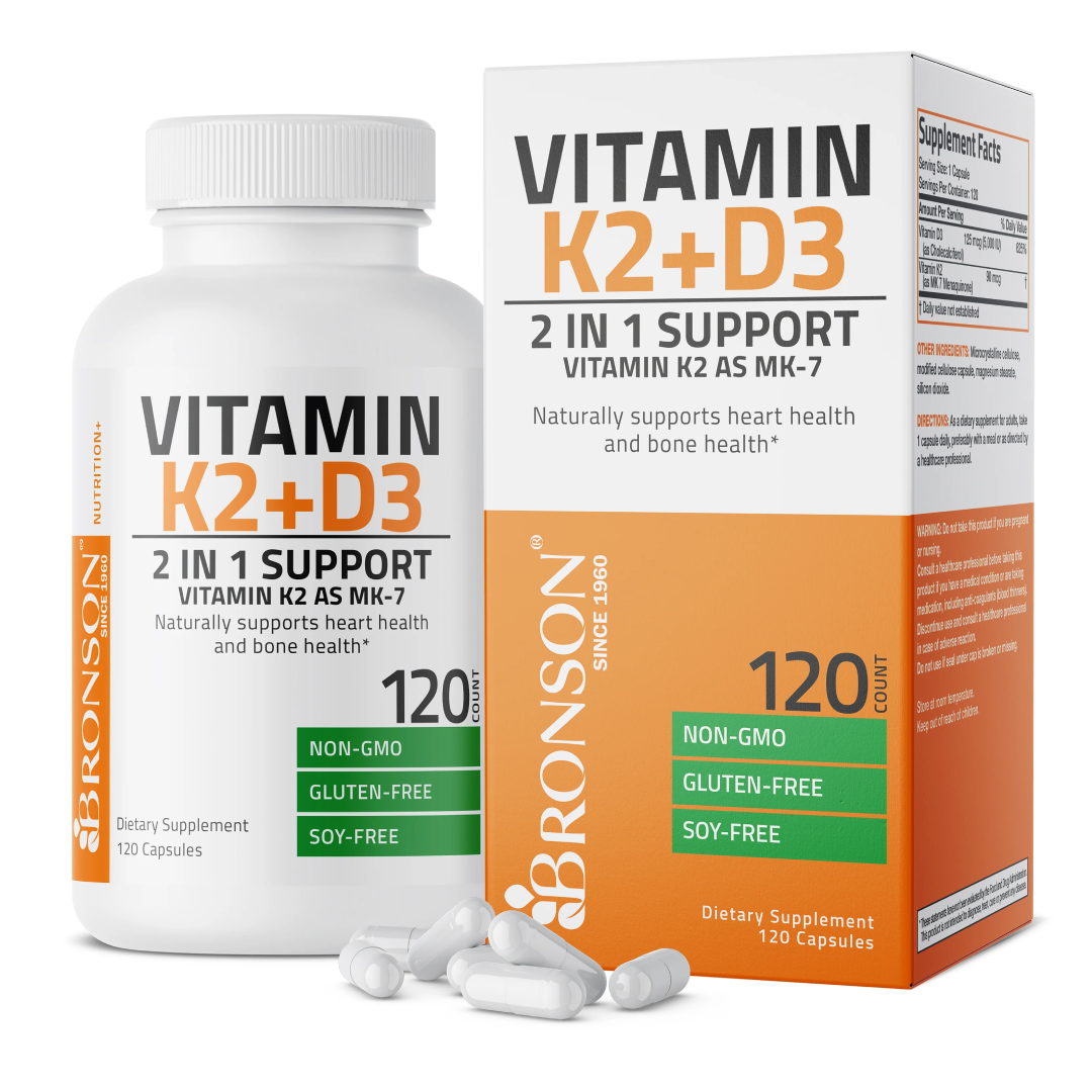 vitamina k2 90 mcg vitamina d3 5000 iu 120 cpasule bronson laboratories 1