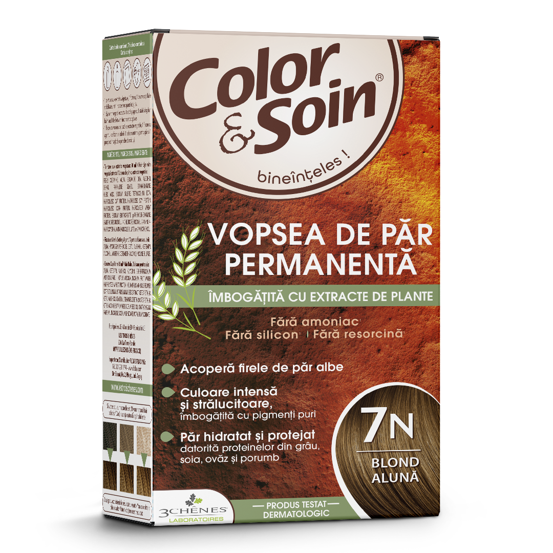 Vopsea de par nuanta 7N blond aluna, Color&Soin