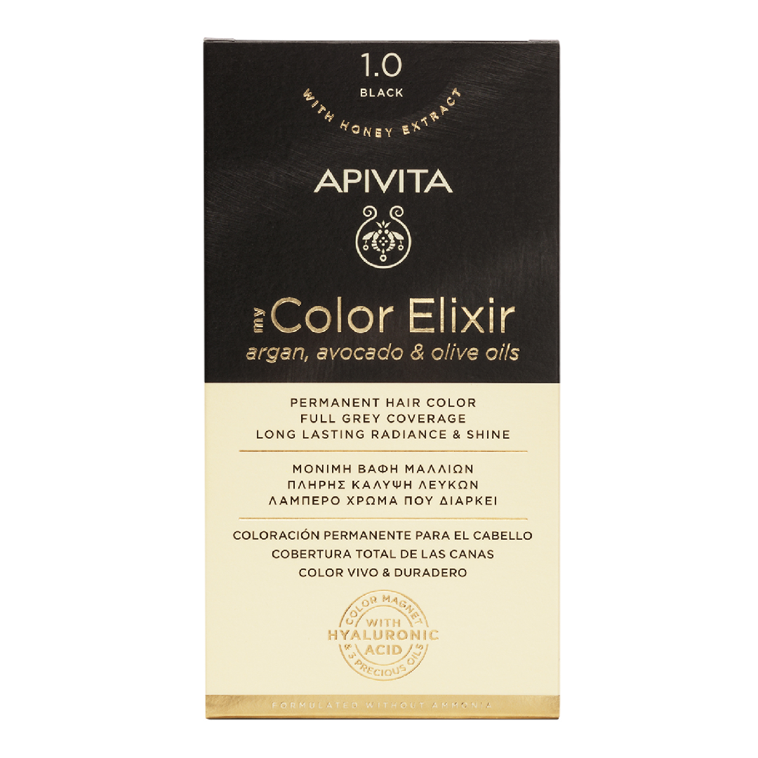 Vopsea De Par My Color Elixir, Black N1.0, 155 Ml, Apivita